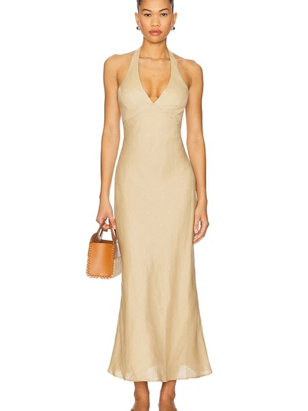 Bardot Beige Halter Maxi Dress